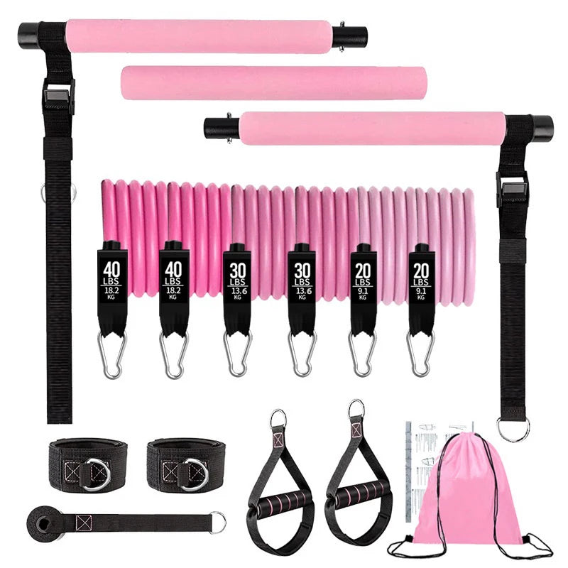 Portable Pilates Bar Set with Resistance Bands for Home Fitness - Total Body Workouts, Chest Expansion, Back Training, and Body Stretch - Image 3