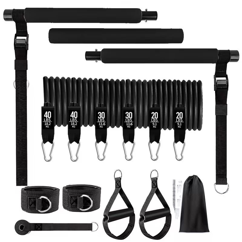 Portable Pilates Bar Set with Resistance Bands for Home Fitness - Total Body Workouts, Chest Expansion, Back Training, and Body Stretch - Image 4